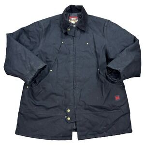 Tough Duck Barn Coat Men's XL Black Quilted Lined Canvas Made In Canada Workwear